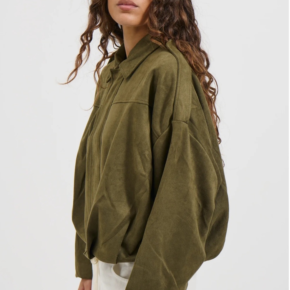 Harmony Faux Suede Jacket x Zara Bubble Hem